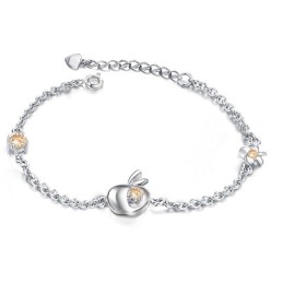 Ampia Varietà Di Bracciale Da Donna A Forma Di Mela In Titanio Placcato In Platino Con Diamante