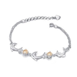 Bracciale In Titanio Placcato In Platino A Forma Di Delfino Femminile Di Alta Qualità