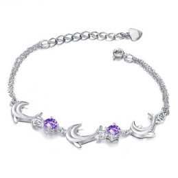 Bracciale In Titanio Placcato In Platino A Forma Di Delfino Femminile Di Alta Qualità