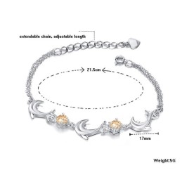 Bracciale In Titanio Placcato In Platino A Forma Di Delfino Femminile Di Alta Qualità