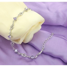 Bracciale Da Donna In Titanio Placcato In Platino Cavo Di Eccellente Qualità Con Diamante