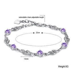 Bracciale Da Donna In Titanio Placcato In Platino Cavo Di Eccellente Qualità Con Diamante