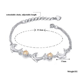 Bracciale Da Donna A Forma Di Delfino, Placcato In Platino E Titanio Con Cristallo, Di Qualità E Quantità Garantite