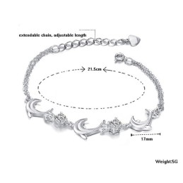Bracciale Da Donna A Forma Di Delfino, Placcato In Platino E Titanio Con Cristallo, Di Qualità E Quantità Garantite
