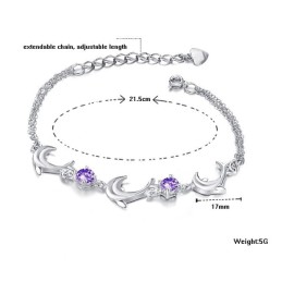 Bracciale Da Donna A Forma Di Delfino, Placcato In Platino E Titanio Con Cristallo, Di Qualità E Quantità Garantite