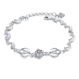 Bracciale In Titanio Placcato In Platino A Forma Di Delfino Da Donna, Modello Queen Of Quality