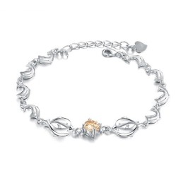 Bracciale In Titanio Placcato In Platino A Forma Di Delfino Da Donna, Modello Queen Of Quality