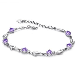 Bracciale Da Donna In Titanio Placcato In Platino Viola Con Diamanti, Di Fama Mondiale
