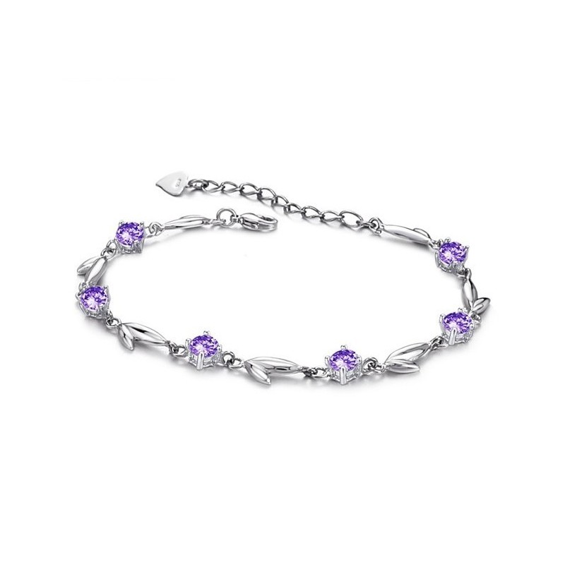 Bracciale Da Donna In Titanio Placcato In Platino Viola Con Diamanti, Di Fama Mondiale Bracciale Da Donna In Titanio Placcato In Platino Viola Con Diamanti, Di Fama Mondiale