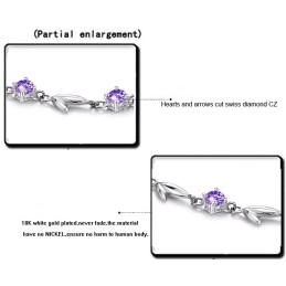 Bracciale Da Donna In Titanio Placcato In Platino Viola Con Diamanti, Di Fama Mondiale