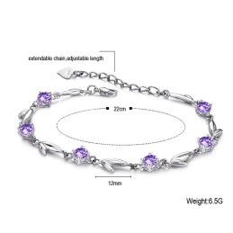 Bracciale Da Donna In Titanio Placcato In Platino Viola Con Diamanti, Di Fama Mondiale