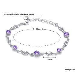 Bracciale Da Donna In Titanio Placcato Platino Viola Con Diamanti, Qualità E Quantità Garantite
