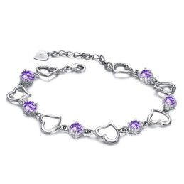 Bracciale Da Donna In Titanio Placcato In Platino, Elegante E Di Qualità Affidabile, Con Diamante Viola