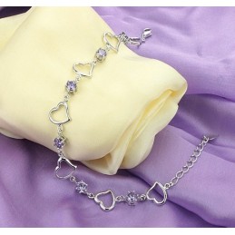 Bracciale Da Donna In Titanio Placcato In Platino, Elegante E Di Qualità Affidabile, Con Diamante Viola