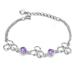 Bracciale Da Donna In Titanio Placcato Platino Di Qualità Superiore Con Cristallo Viola