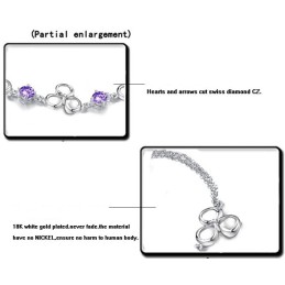 Bracciale Da Donna In Titanio Placcato Platino Di Qualità Superiore Con Cristallo Viola