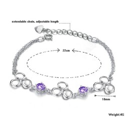 Bracciale Da Donna In Titanio Placcato Platino Di Qualità Superiore Con Cristallo Viola