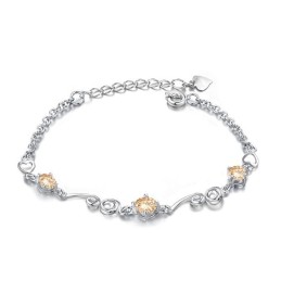 Bracciale Da Donna Di Alta Qualità In Titanio Placcato Platino Viola Con Diamante