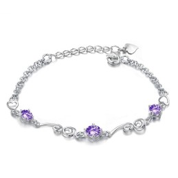 Bracciale Da Donna Di Alta Qualità In Titanio Placcato Platino Viola Con Diamante