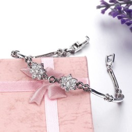 Bracciale Da Donna Di Qualità Queen Of Plum Flower Placcato In Platino E Titanio Con Diamanti