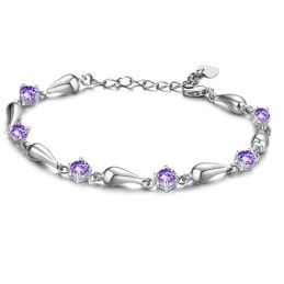 Bracciale Da Donna In Titanio Placcato In Platino Viola, Durevole Nell'Uso, Con Diamante