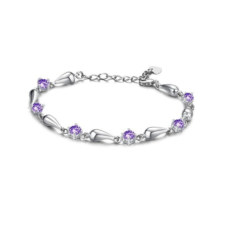 Bracciale Da Donna In Titanio Placcato In Platino Viola, Durevole Nell'Uso, Con Diamante Bracciale Da Donna In Titanio Placcato In Platino Viola, Durevole Nell'Uso, Con Diamante