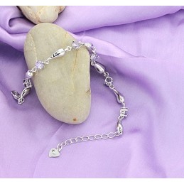 Bracciale Da Donna In Titanio Placcato In Platino Viola, Durevole Nell'Uso, Con Diamante