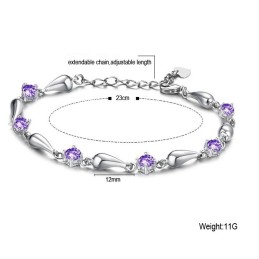 Bracciale Da Donna In Titanio Placcato In Platino Viola, Durevole Nell'Uso, Con Diamante