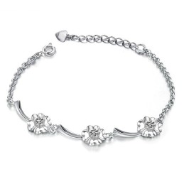 Bracciale Da Donna A Forma Di Trifoglio, Placcato In Platino E Titanio, Con Diamanti, Dalle Prestazioni Affidabili