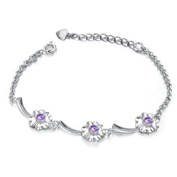 Bracciale Da Donna A Forma Di Trifoglio, Placcato In Platino E Titanio, Con Diamanti, Dalle Prestazioni Affidabili