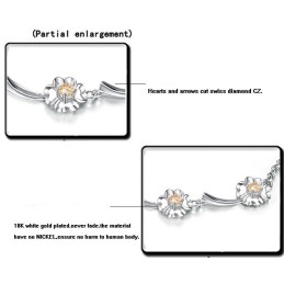 Bracciale Da Donna A Forma Di Trifoglio, Placcato In Platino E Titanio, Con Diamanti, Dalle Prestazioni Affidabili