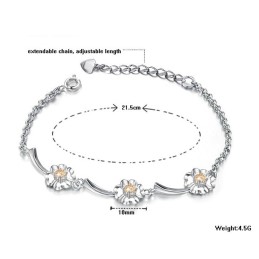 Bracciale Da Donna A Forma Di Trifoglio, Placcato In Platino E Titanio, Con Diamanti, Dalle Prestazioni Affidabili