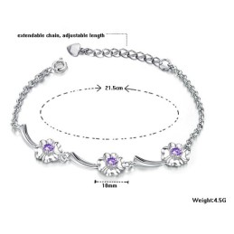 Bracciale Da Donna A Forma Di Trifoglio, Placcato In Platino E Titanio, Con Diamanti, Dalle Prestazioni Affidabili