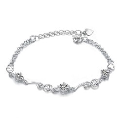 Bracciale Da Donna In Titanio Placcato Platino Con Strass, Qualità E Quantità Garantite