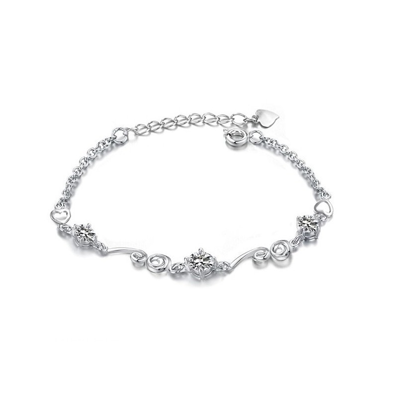 Bracciale Da Donna In Titanio Placcato Platino Con Strass, Qualità E Quantità Garantite Bracciale Da Donna In Titanio Placcato Platino Con Strass, Qualità E Quantità Garantite
