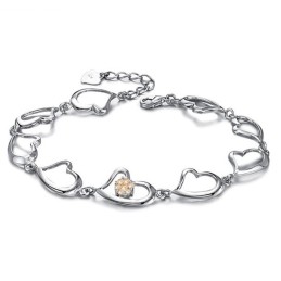 Bracciale Da Donna Di Fama Mondiale In Titanio Placcato Platino Con Strass