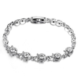 Bracciale In Titanio Placcato In Platino A Forma Di Trifoglio Da Donna, Qualità E Quantità Garantite