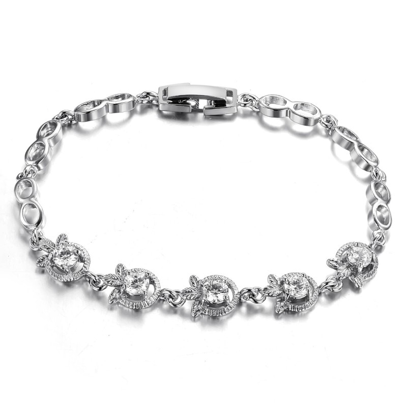 Bracciale In Titanio Placcato In Platino A Forma Di Trifoglio Da Donna, Qualità E Quantità Garantite Bracciale In Titanio Placcato In Platino A Forma Di Trifoglio Da Donna, Qualità E Quantità Garantite
