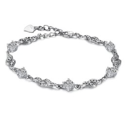 Bracciale Da Donna In Titanio Placcato Platino Cavo Di Qualità Superiore Con Strass