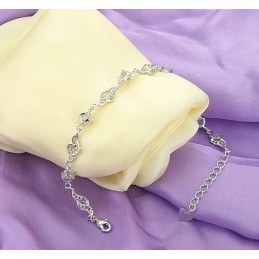 Bracciale Da Donna In Titanio Placcato Platino Cavo Di Qualità Superiore Con Strass
