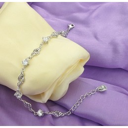 Bracciale Da Donna In Titanio Placcato Platino Cavo Di Qualità Superiore Con Strass