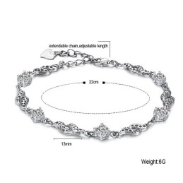 Bracciale Da Donna In Titanio Placcato Platino Cavo Di Qualità Superiore Con Strass