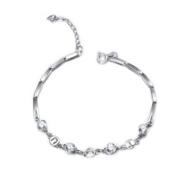 Bracciale Da Donna In Titanio Placcato Platino Con Strass, Modello Queen Of Quality
