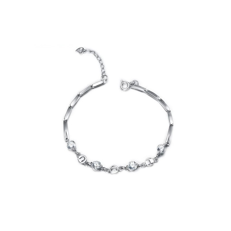 Bracciale Da Donna In Titanio Placcato Platino Con Strass, Modello Queen Of Quality Bracciale Da Donna In Titanio Placcato Platino Con Strass, Modello Queen Of Quality