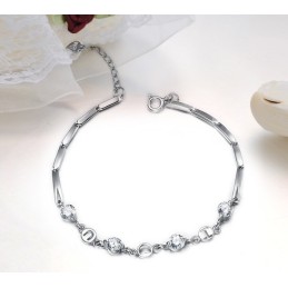 Bracciale Da Donna In Titanio Placcato Platino Con Strass, Modello Queen Of Quality
