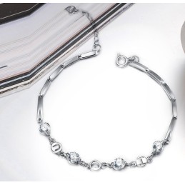 Bracciale Da Donna In Titanio Placcato Platino Con Strass, Modello Queen Of Quality
