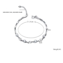 Bracciale Da Donna In Titanio Placcato Platino Con Strass, Modello Queen Of Quality