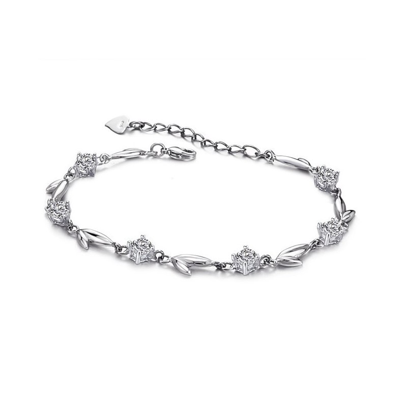 Noto Per La Sua Raffinata Qualità, Il Bracciale In Titanio Placcato In Platino A Forma Di Foglia Femminile Con Strass Noto Per La Sua Raffinata Qualità, Il Bracciale In Titanio Placcato In Platino A Forma Di Foglia Femminile Con Strass