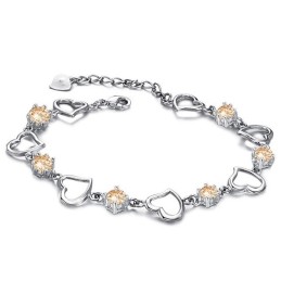 Bracciale Da Donna In Titanio Placcato Platino Con Diamanti, Modello "Queen Of Quality"