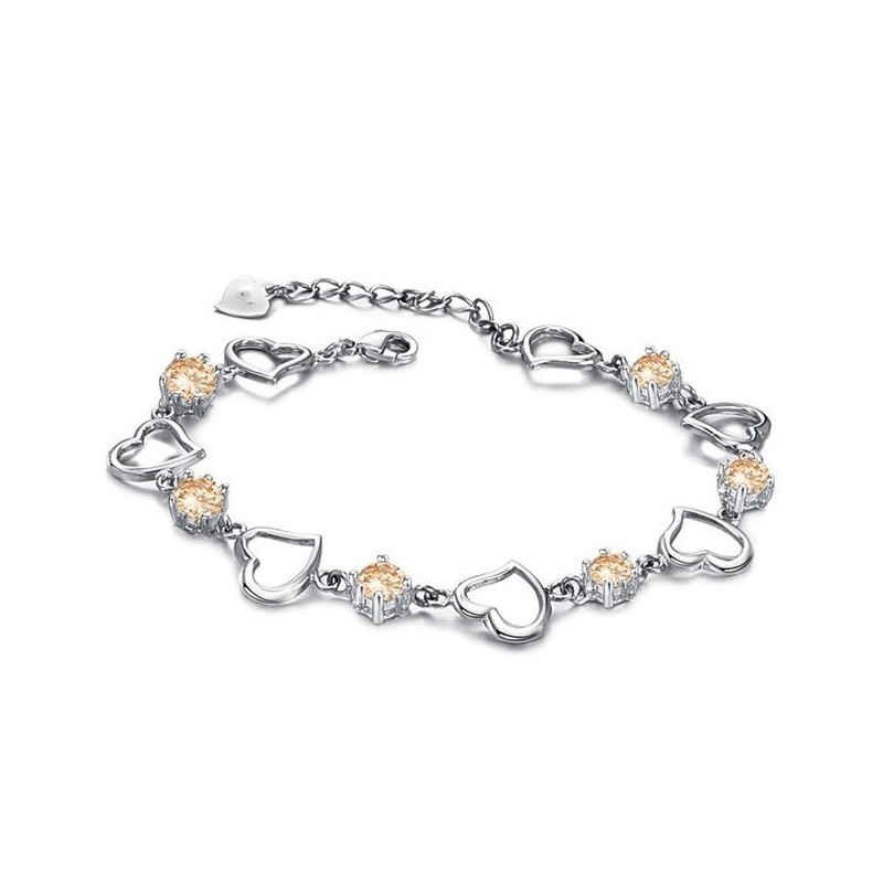 Bracciale Da Donna In Titanio Placcato Platino Con Diamanti, Modello "Queen Of Quality" Bracciale Da Donna In Titanio Placcato Platino Con Diamanti, Modello "Queen Of Quality"